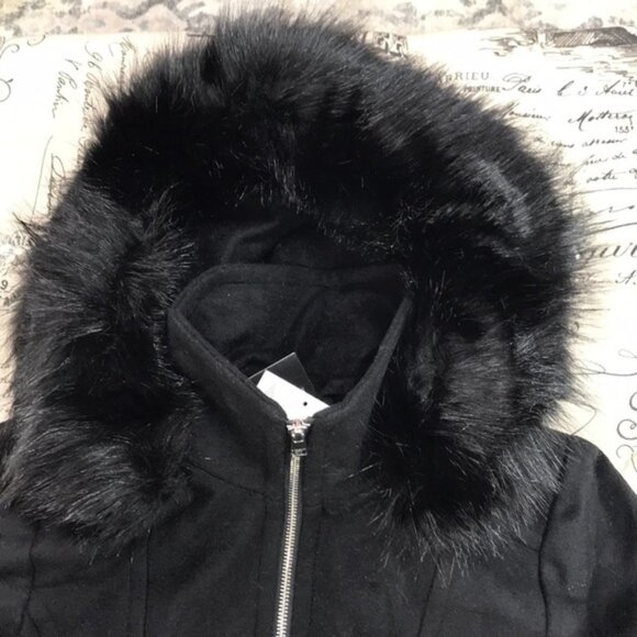 LONDON FOG COLLECTION Faux Fur-Trimmed Wool-Blend Jacket - Picture 8 of 8